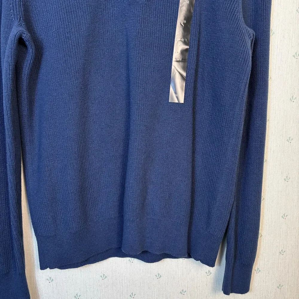 Banana Republic Button Mock Neck Ribbed Sweater Size Medium Office Minimal NWT